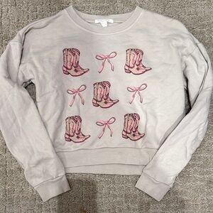 Full Tilt Kids Sweater with Pink Boot Design